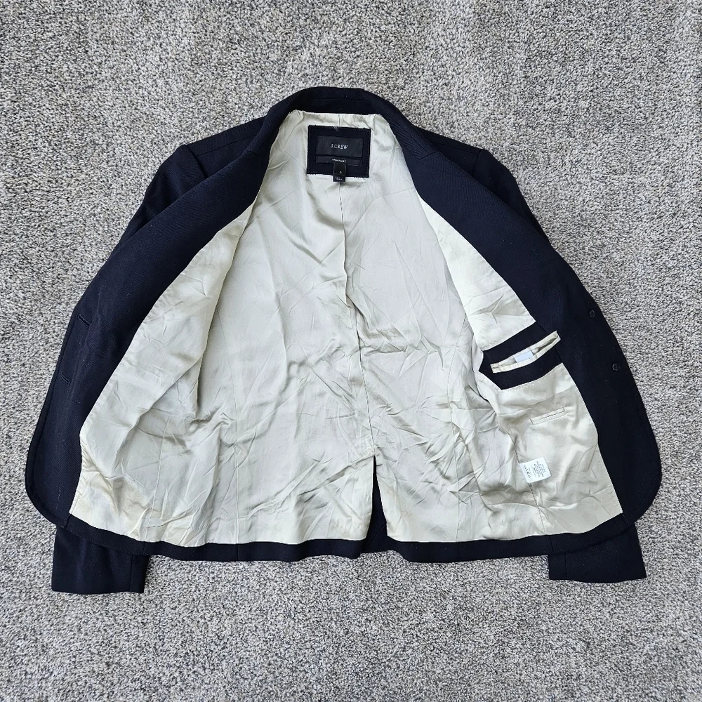 J. Crew Schoolboy Blazer Wool Double Pocket Navy Blue Gold Buttons Jacket Size 0